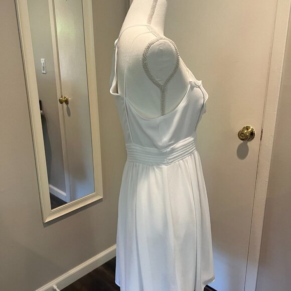BCBG White Sleeveless Ruffle Front Mini Dress, Size 8 - Picture 8 of 13